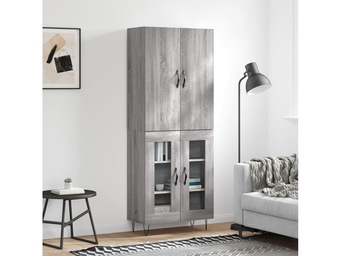 Vidaxl Armário Alto 69,5x34x180 Cm Derivados De Madeira Sonoma Cinza