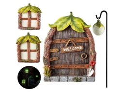 Conjunto De 4 Estatuas De Duendes Hadas Miniatura Para Decoración De Jardín, Ventanas Y Puertas Con Luz Nocturna