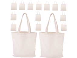Conjunto de 50 Sacolas Lona Bege, Algodão Vazias para Pintura, Compras Reutilizáveis, Versáteis CHABERLU
