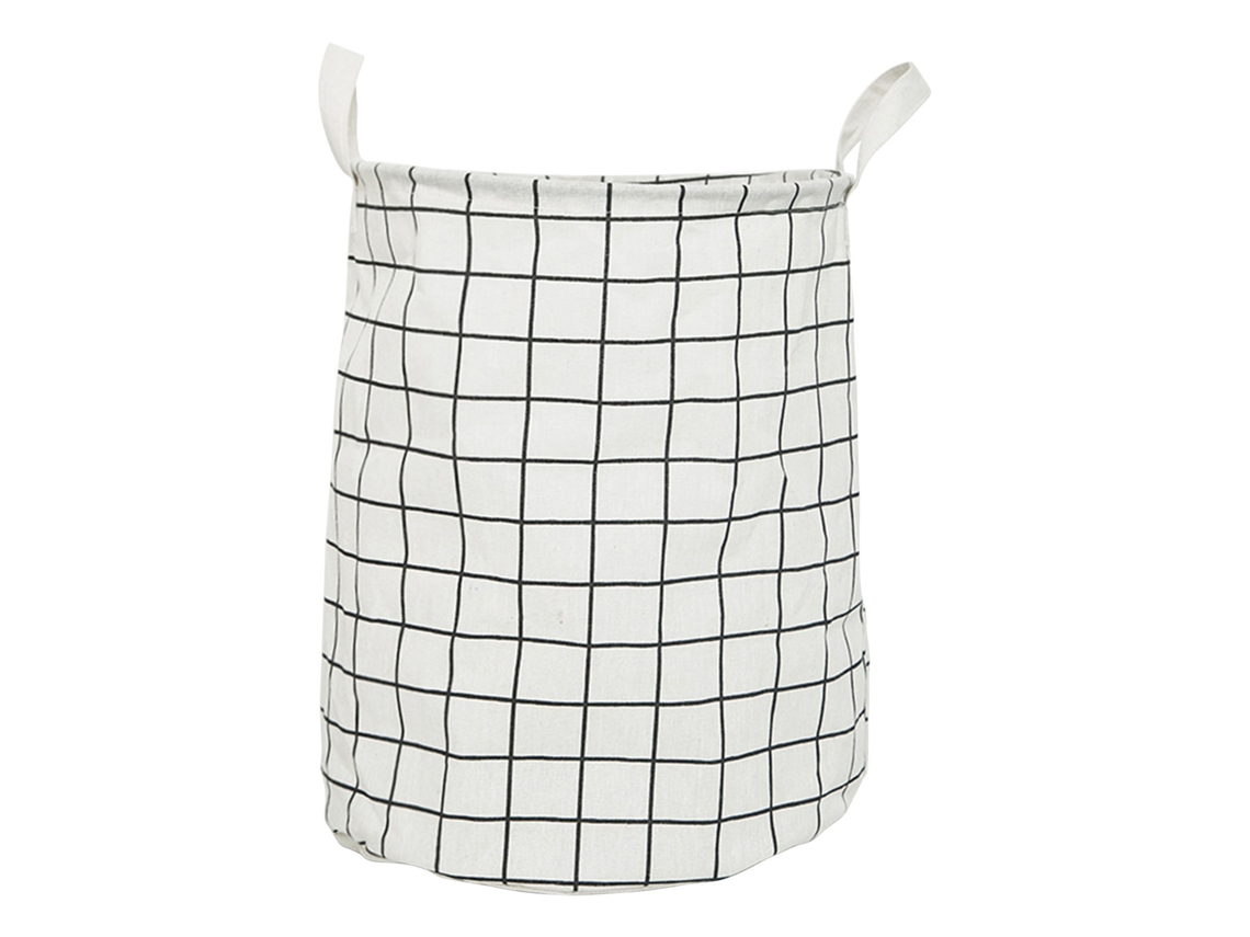 Cesta de roupa suja dobrável de algodão e linho com alças reforçadas para armazenamento branco S/MARCA
