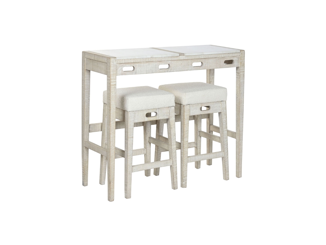 Conjunto De Mesa Com Cadeiras Home Esprit Branco Natural 112 X 40 X 96 Cm