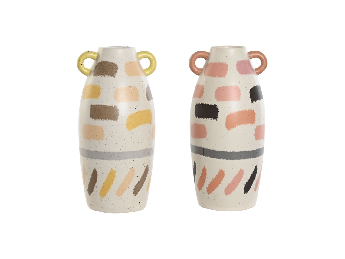 Vaso HOME ESPRIT Multicolor Dolomite 17 x 17 x 35 cm (2 Unidades)