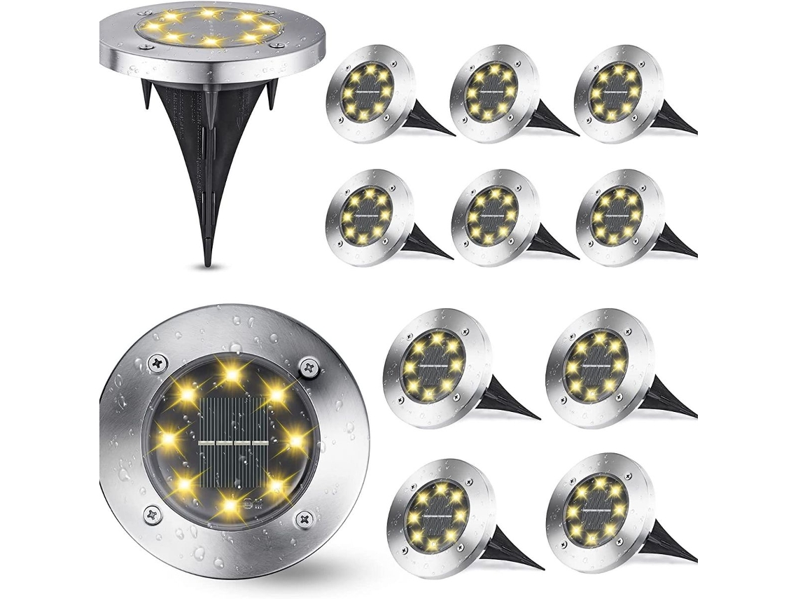 Luminárias solares externas, conjunto de 12 peças, luz branca quente, para jardim, 8 LEDs 6000k, Brilvibera