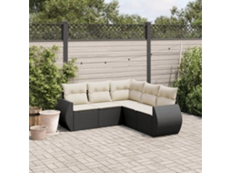 Conjunto de 5 Sofás de Jardim com Almofadas Vime Pe Preto Dkd Home Decor