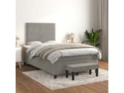 Vidaxl Cama Boxspring C/ Colchão 120x200 Cm Veludo Cinzento-claro