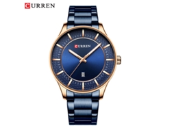 Relógio MDUG com Pulseira de Aço, Calendário, Grande, Estilo Executivo, À Prova D'água, Azul
