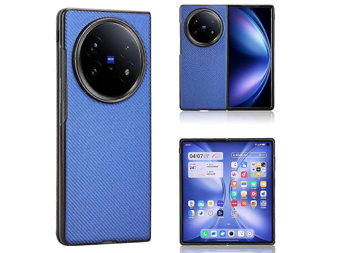 Capa Tkdaddy Para Vivo X Fold5 5g, Capa De Fibra De Carbono Com Textura À Prova De Choque Em Pu Pc, Azul