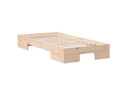 Conjunto 1 Estrutura De Cama Vidaxl Castanho Madeira De Pinho Maciça (80 X 200 Cm)