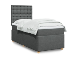 Vidaxl Cama Com Molas/colchão 80x200 Cm Tecido Cinzento-escuro