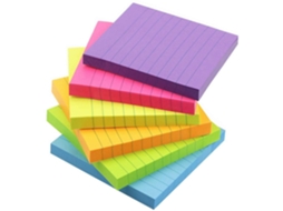Blocos de Notas Adesivas de 7,6 X 7,6 Cm com Linhas Horizontais, 100 Blocos por Pacote, 6 Pacotes no Total, 100 Blocos por Pacote. MDUG