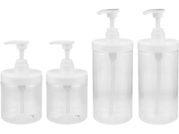 Conjunto De 4 Frascos Transparentes Com Bomba Dosadora: Dispensador Vazio E Recarregável