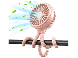 Ventilador Portátil Para Carrinho De Bebê (3 Velocidades - Rosa)*