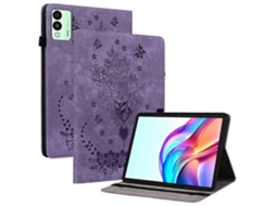 Capa De Couro Antirriscos Com Estampa De Flor Rosa E Roxo Para Tecno Megapad 11