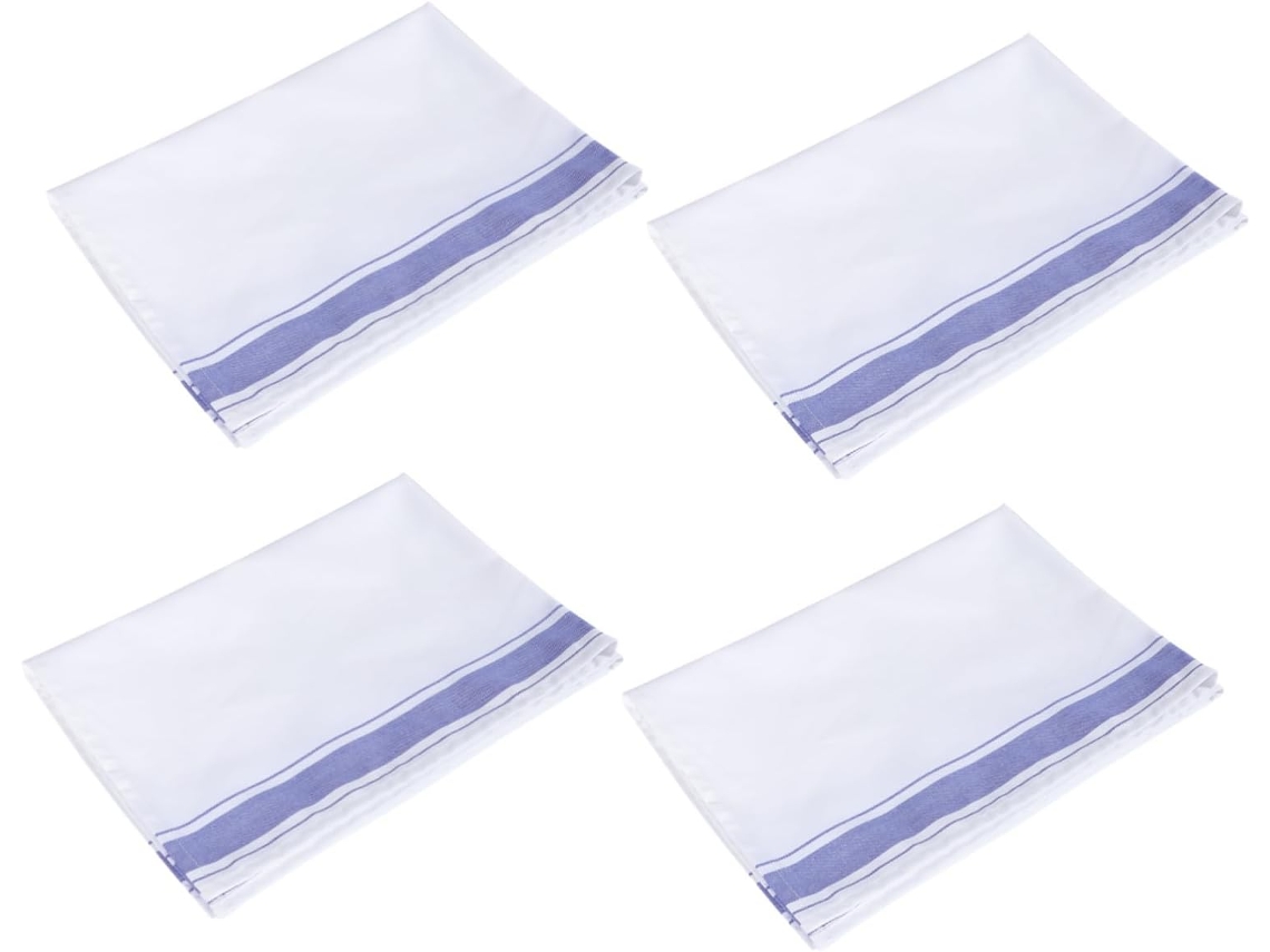Conjunto De 4 Toalhas De Algodão Azuis, Laváveis E Multifuncionais