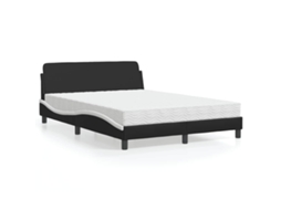 Vidaxl Cama Com Colchão Dover 140x190 Cm Couro Artificial Preto