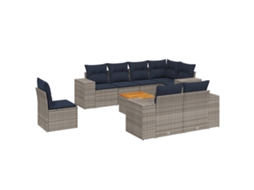 Conjunto de Sofá de Jardim, 9 Peças, Almofadas, Rattan Cinza MAISON EXCLUSIVE