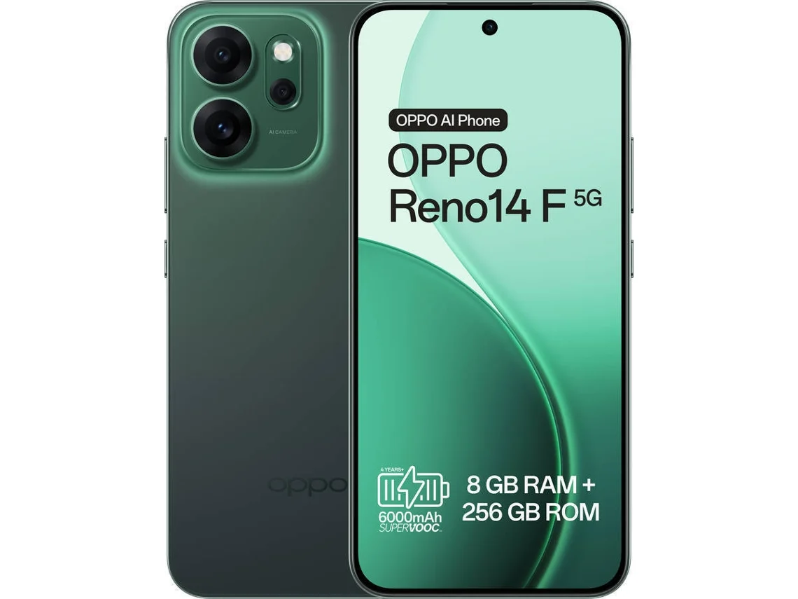 Smartphone OPPO Reno14 F (6.57'' - 8 GB - 256 GB - Verde Luminoso)