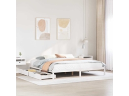 Vidaxl Cama Sem Colchão 200x200 Cm Madeira De Pinho Maciça Branco