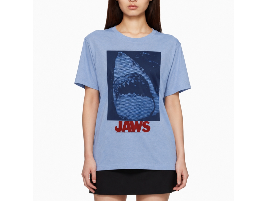 Rockinstone Jaws Movie Underwaterstyle Heather Light Blue Adult T-shirt Size:s