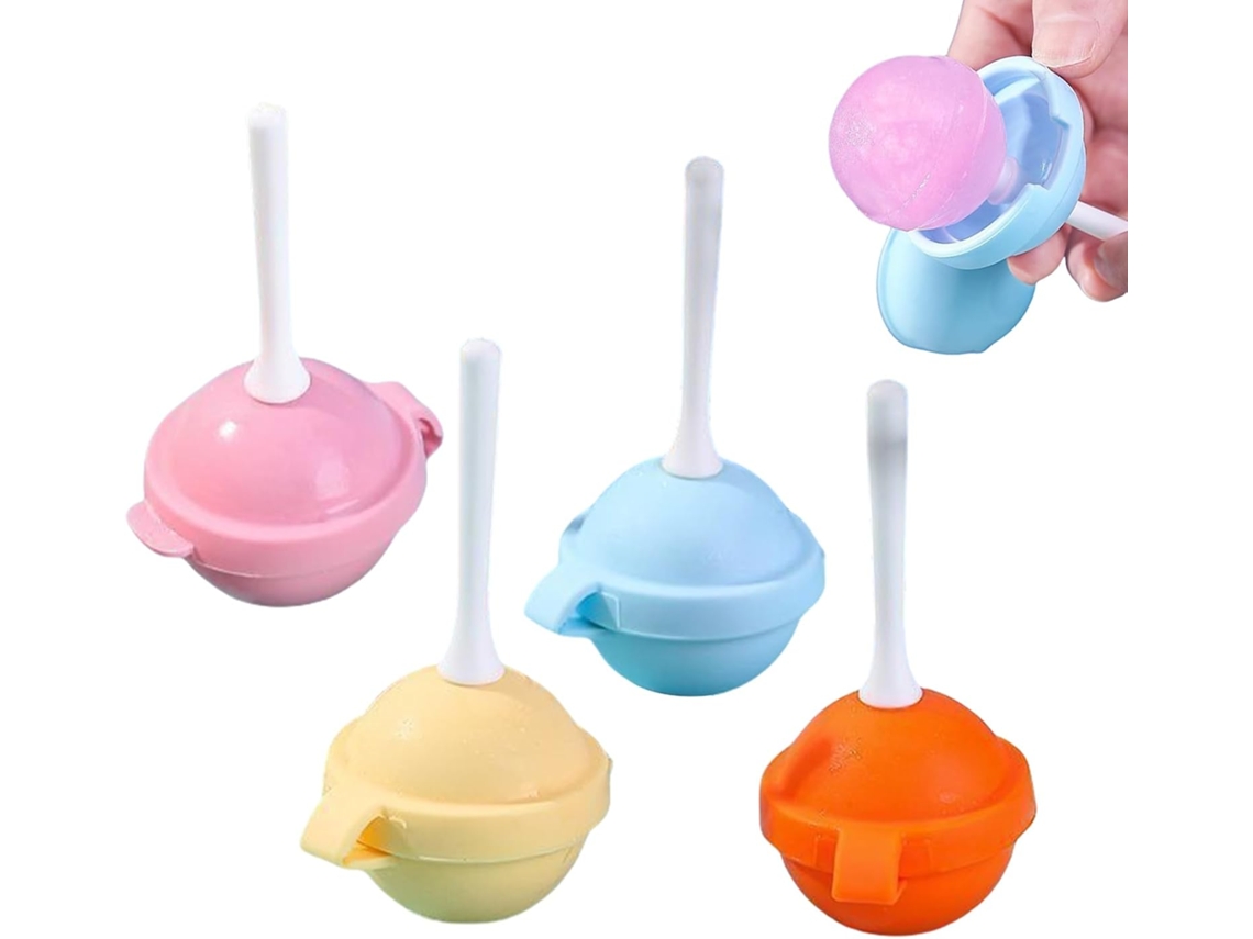 Conjunto De 4 Moldes De Silicone Redondos Pirulito.