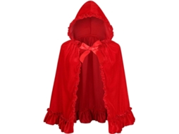 Capa Halloween Vermelha Babados Renda Curto 80 Cm