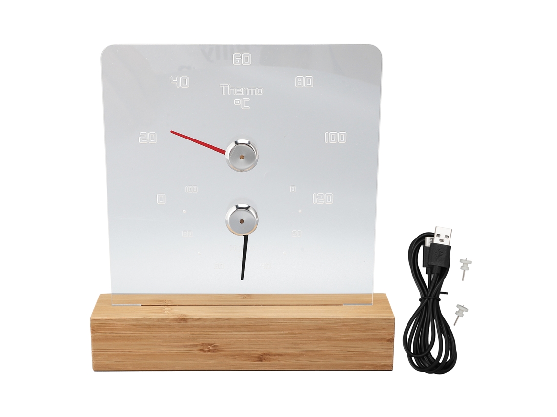 Termômetro Higrômetro de Sauna 2 em 1 com Luz LED Branca Medidor de Temperatura e Umidade | S/MARCA