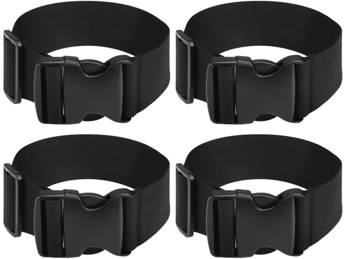 Conjunto De 4 Cintas De Bagagem Em Nylon Preto, Ajustáveis E Fáceis