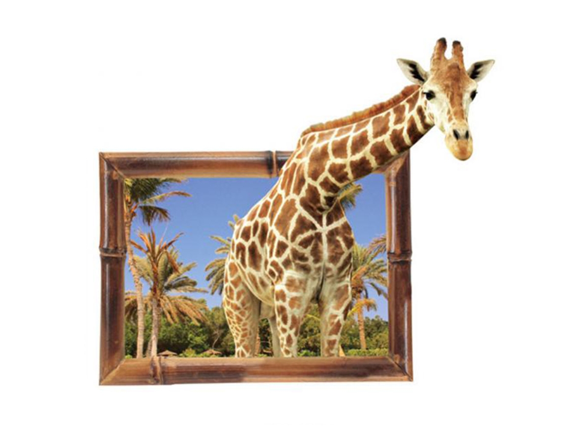 Adesivo De Parede 3d De Girafa 3d (forma 3d, Autoadesivo, Fácil De Aplicar) Eoocoo