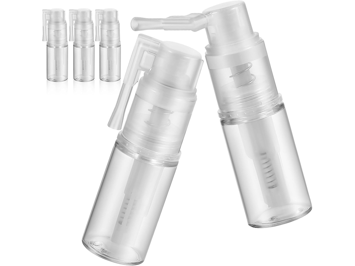 Conjunto de 5 frascos de plástico de 14ml com spray para unhas e aplicador de precisão.