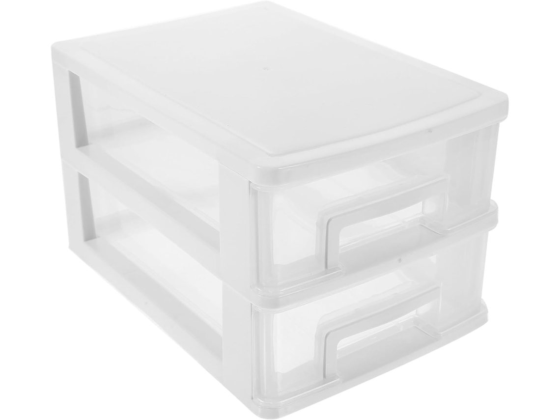Caixa Organizadora de Mesa Transparente Healeved com 2 Níveis, Gaveta Plástica Empilhável, Organizador Multifu