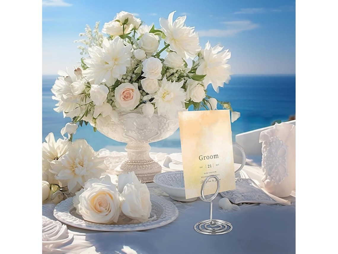 Clipes metálicos para números de mesa, porta-cartões decorativos para casamentos e festas - 30 unidades
