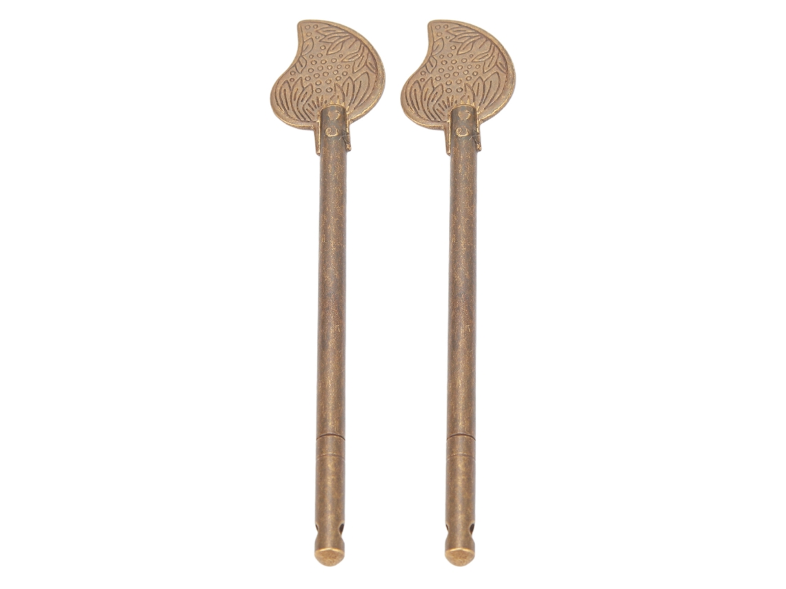 Cordão Parafuso de Cobre Puro em Estilo Antigo (Pacote de 2 Unidades, Design Retro Chinês)
