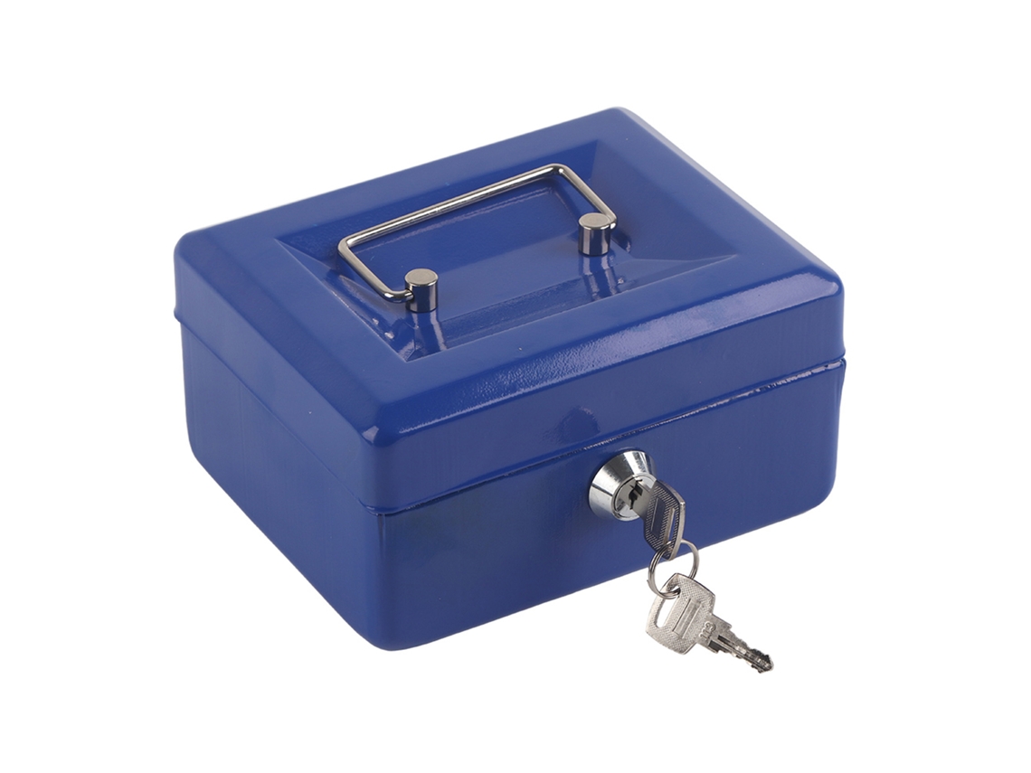 VYLARA 1 mini cofre portátil para dinheiro e moedas com fechadura (azul)