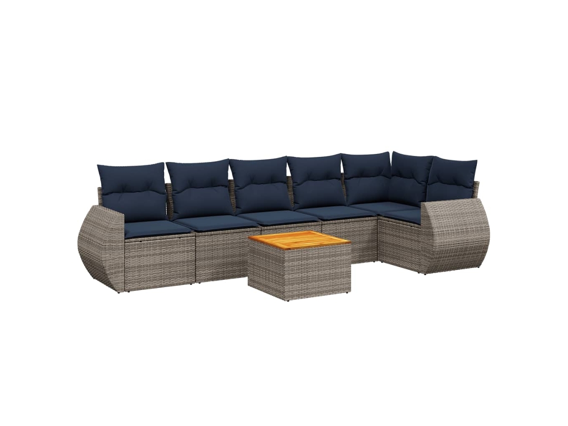 Conjunto de Sofá de Jardim, 7 Peças, Almofadas, Rattan Cinza MAISON EXCLUSIVE