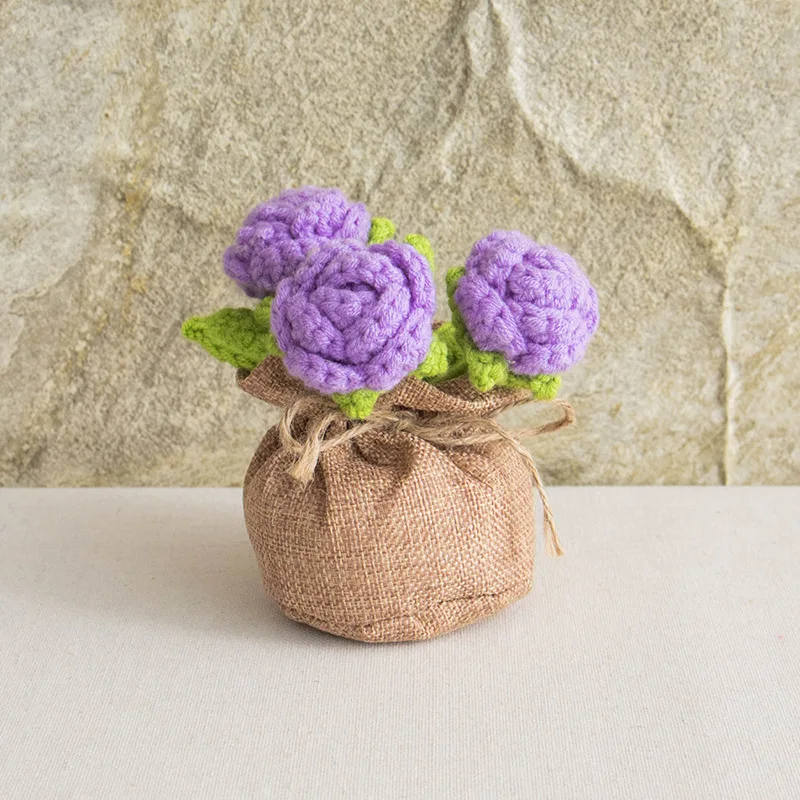 Plantas Fofas Em Vasos De Crochê Com Flores