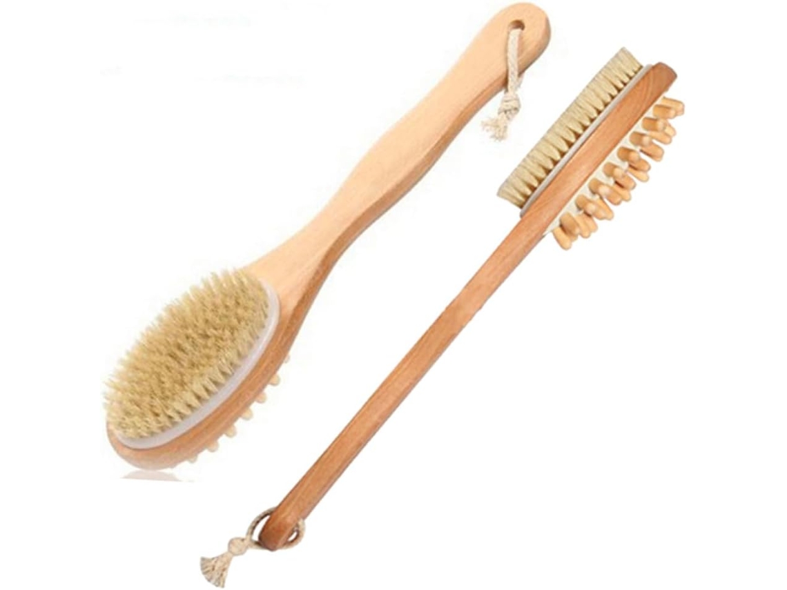 Escova De Banho Dupla Face Pretyzoom Com Cabo Longo E Cerdas Naturais Para Esfoliação Corporal Das Costas, Escova De Spa