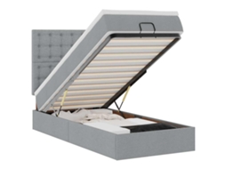 Cama Otomana com Colchão Leds Tecido Cinzento Claro MAISON EXCLUSIVE (90x200 cm)