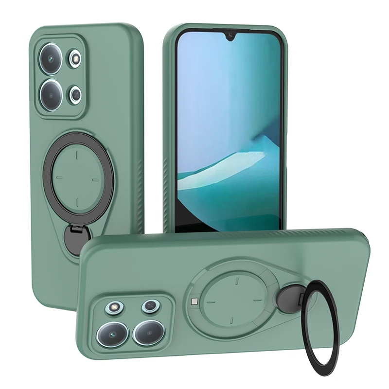 (verde, Redmi 15 4g) Capa Antichoque Com Suporte Giratório De 360° E Carregamento Sem Fio Magnético