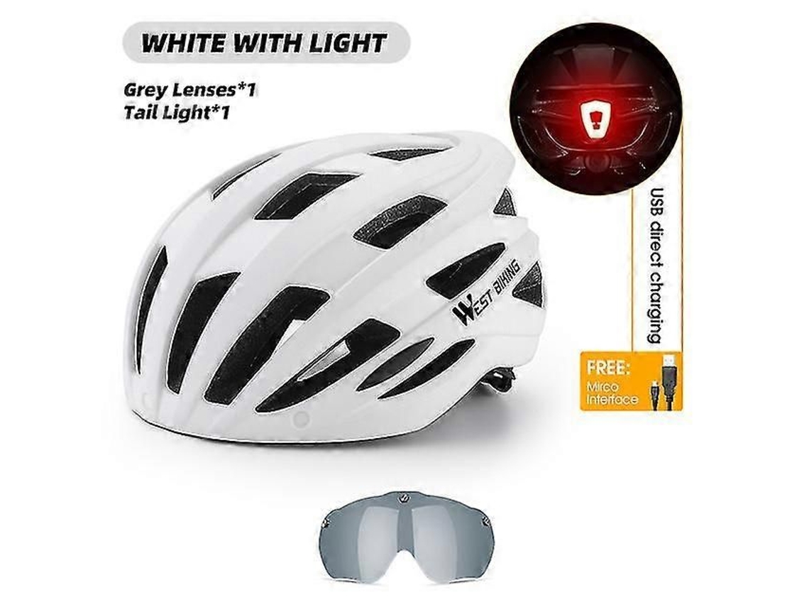 Capacete De Ciclismo Unissex Com Lanterna Traseira, Óculos De Proteção E Viseira Solar. Ideal Para Bicicletas De Montanha, Estrada, Elétricas E M