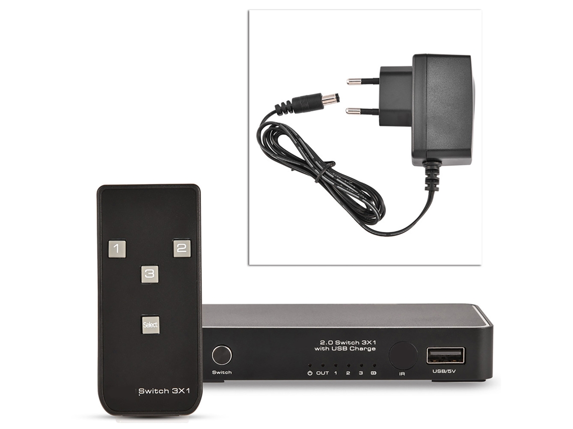 Interruptor Hdmi 3 Portas 4k Uhd Com Controle Remoto