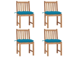 Vidaxl Cadeiras De Jardim C/ Almofadões 4 Pcs Madeira De Teca Maciça