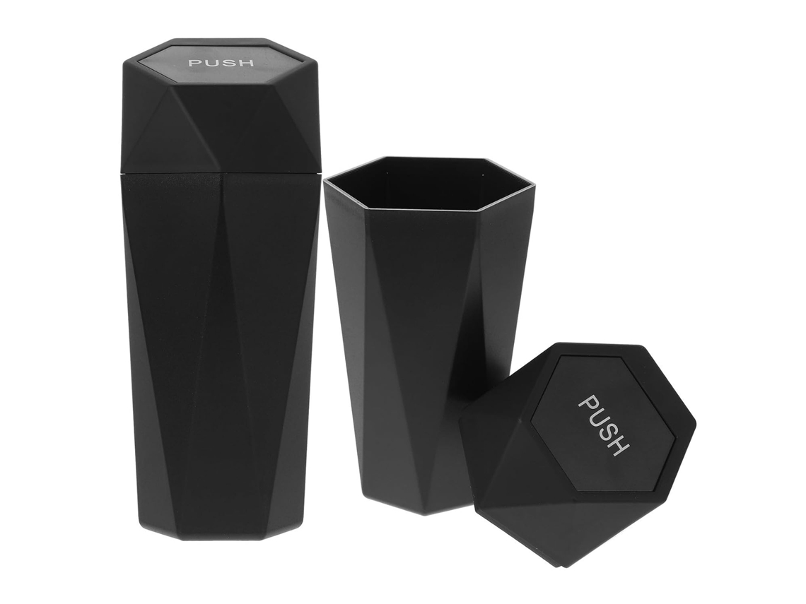 Conjunto De 2 Lixeiras Portáteis Mini Pretas, Tamanho Elegante E Impermeáveis Para Coleta De Resíduos