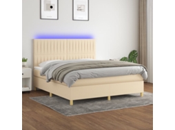 Sommier com Colchão Led PANGSHIYUAN Madeira Tecido Bege (118x203x160cm)