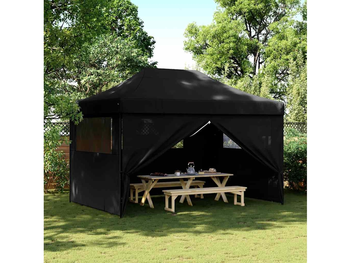 Vidaxl Tenda P/ Festas Pop-up Dobrável Com 4 Paredes Laterais Preto