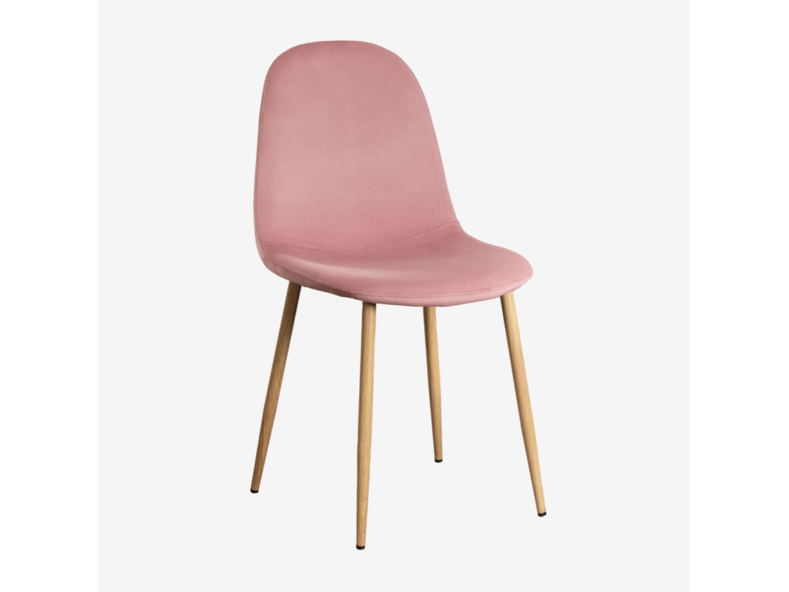 Sklum Pack De 2 Cadeiras De Jantar Glamm Poliéster     Madeira Natural                  Velluto Rubor                               Veludo