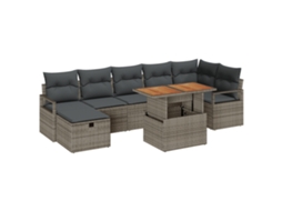 Conjunto 8 Conjunto De Sofá De Jardim Vidaxl Cinzento Vime Pe (55 X 55 X 37 Cm)