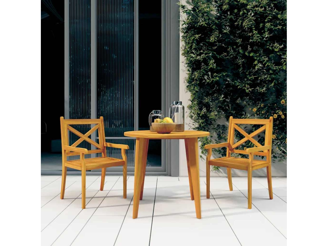 Vidaxl Cadeiras De Jantar P/ Jardim 2 Pcs Madeira Acácia Maciça