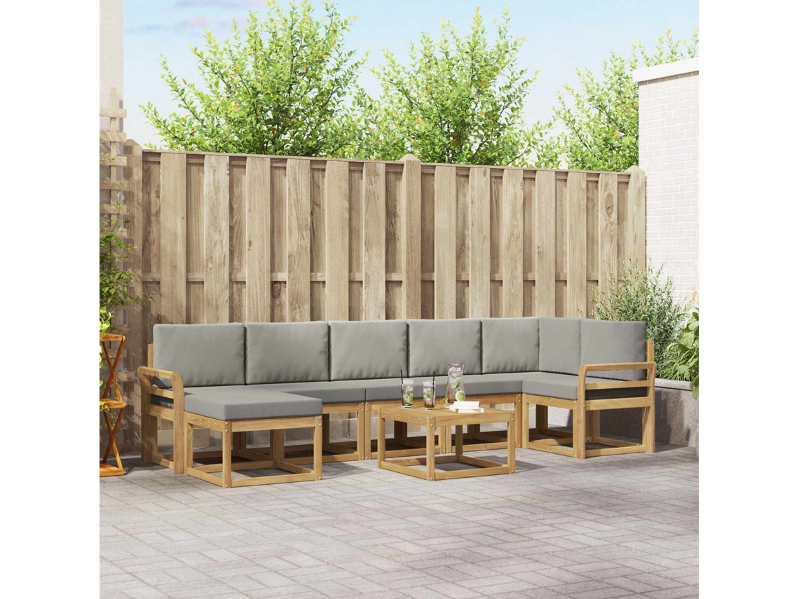 Vidaxl Conjunto De Sofás Para Exterior 8 Pcs Branco E Cinzento-claro