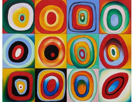 Tela Pintada LEGENDARTE Quadrados com Círculos Concêntricos - Wassily Kandinsky 