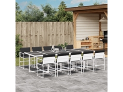 Vidaxl 11 Pcs Conj. De Jantar P/ Jardim C/ Almofadões Textilene Branco